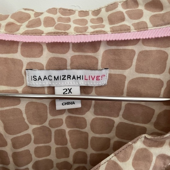 Isaac Mizrahi giraffe Animal Print Top plus size 2X tunic button up - Picture 3 of 7